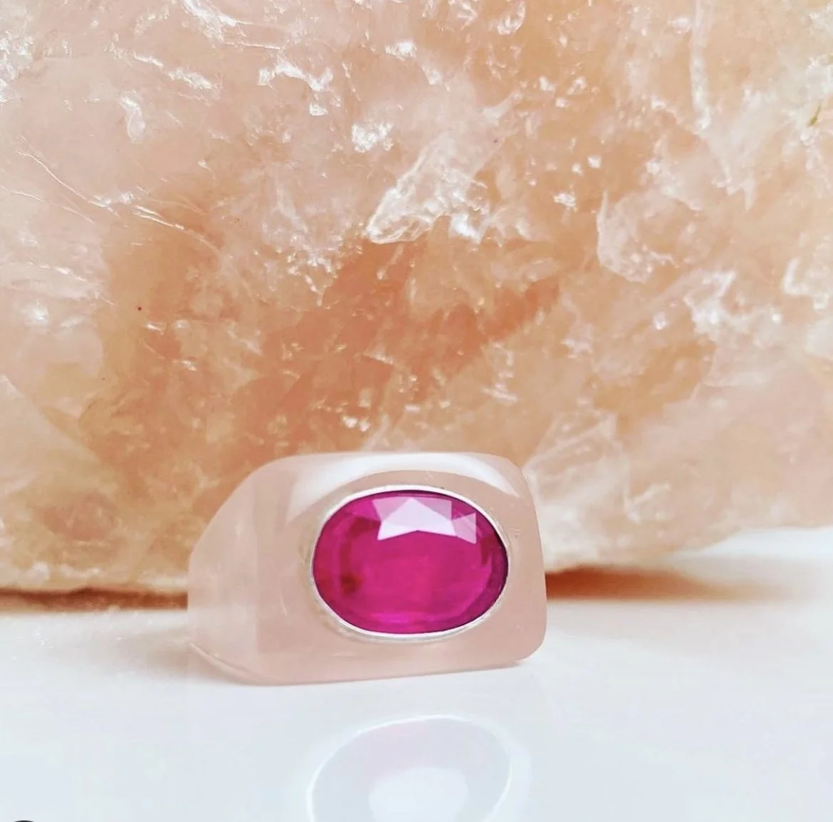 Ruby and Rose Quartz Stone Ring