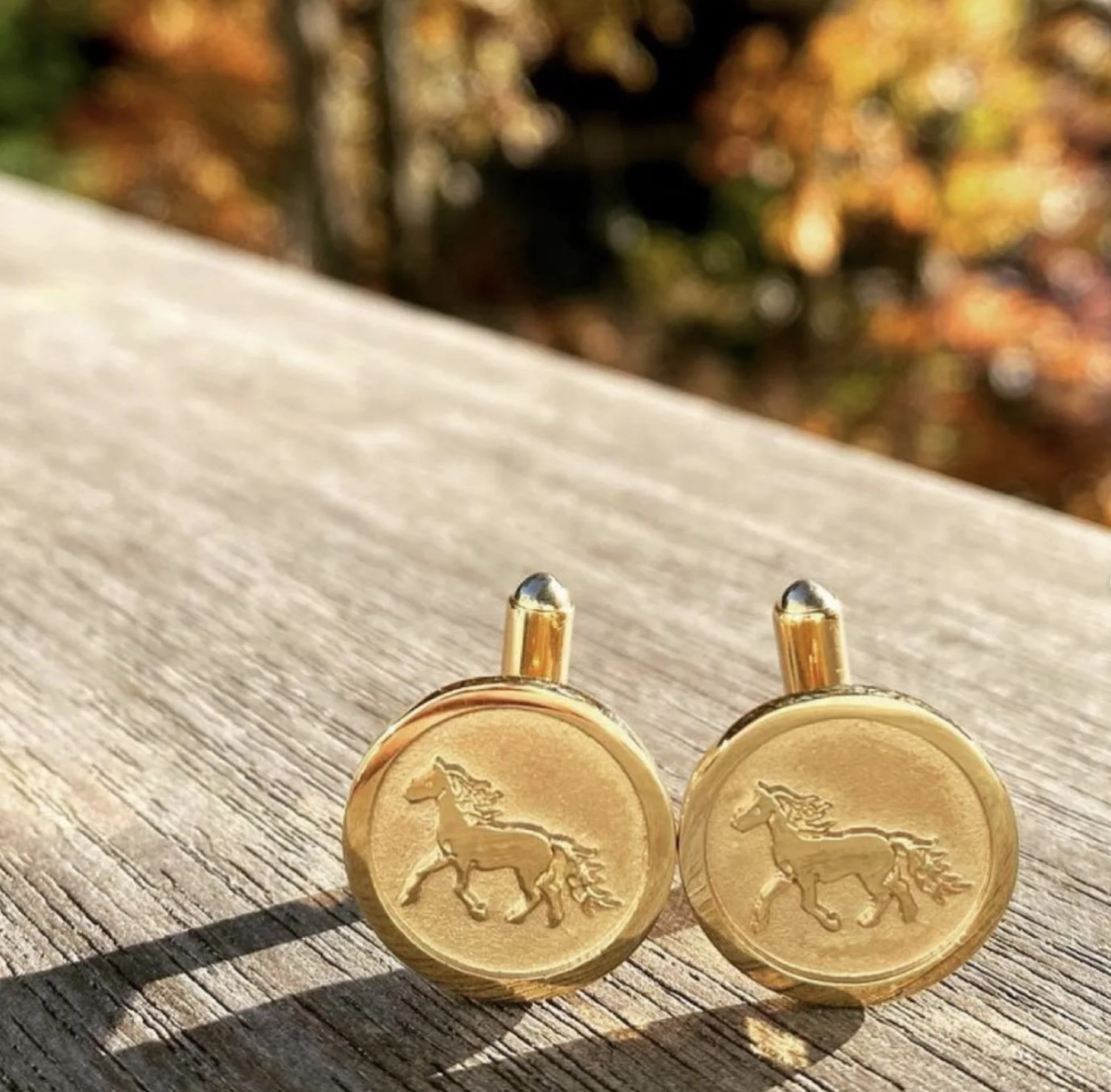 14kt Yellow Gold Chinese Zodiac Horse Cufflinks
