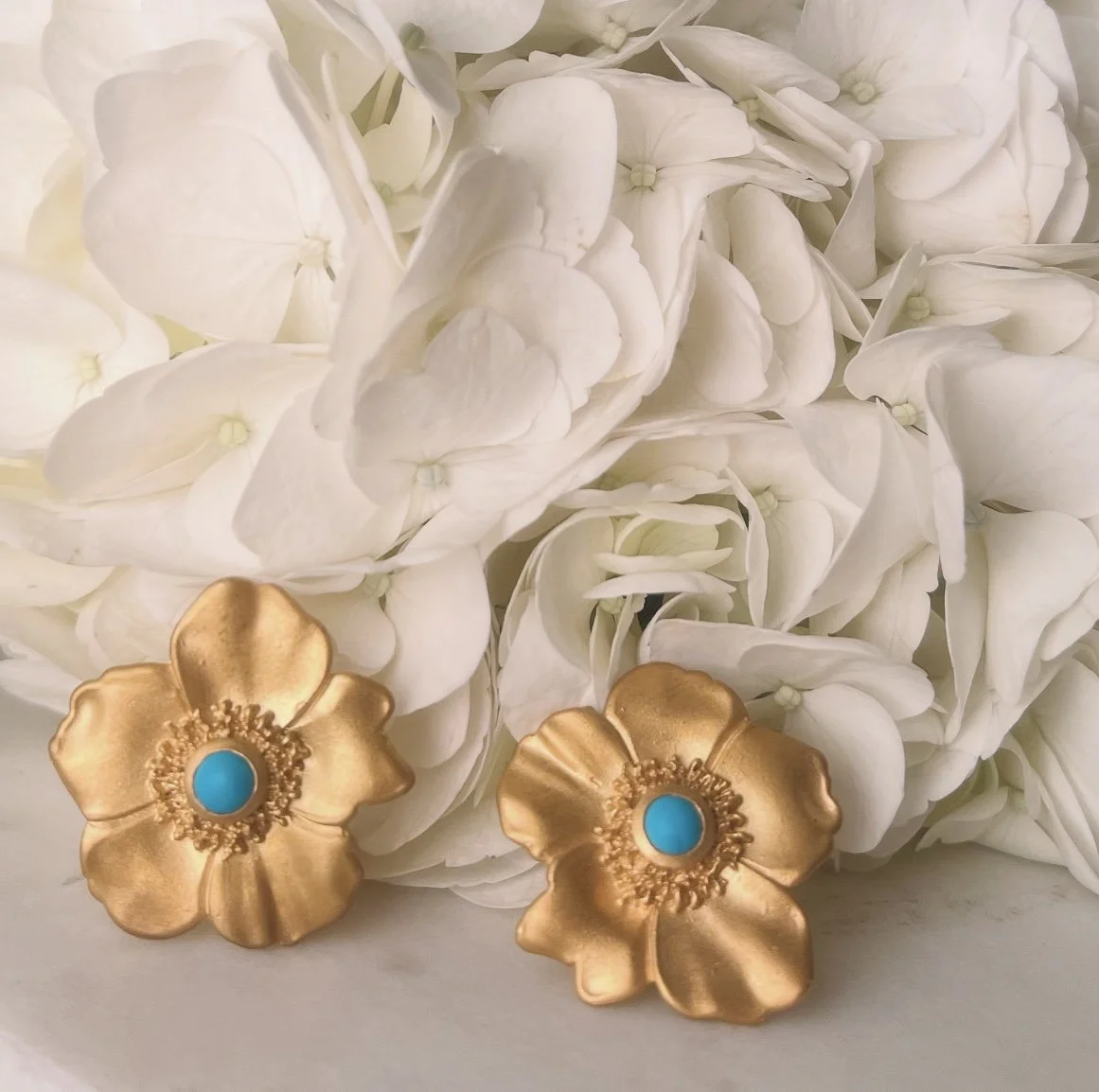 Single Camellia Gemstone Earrings