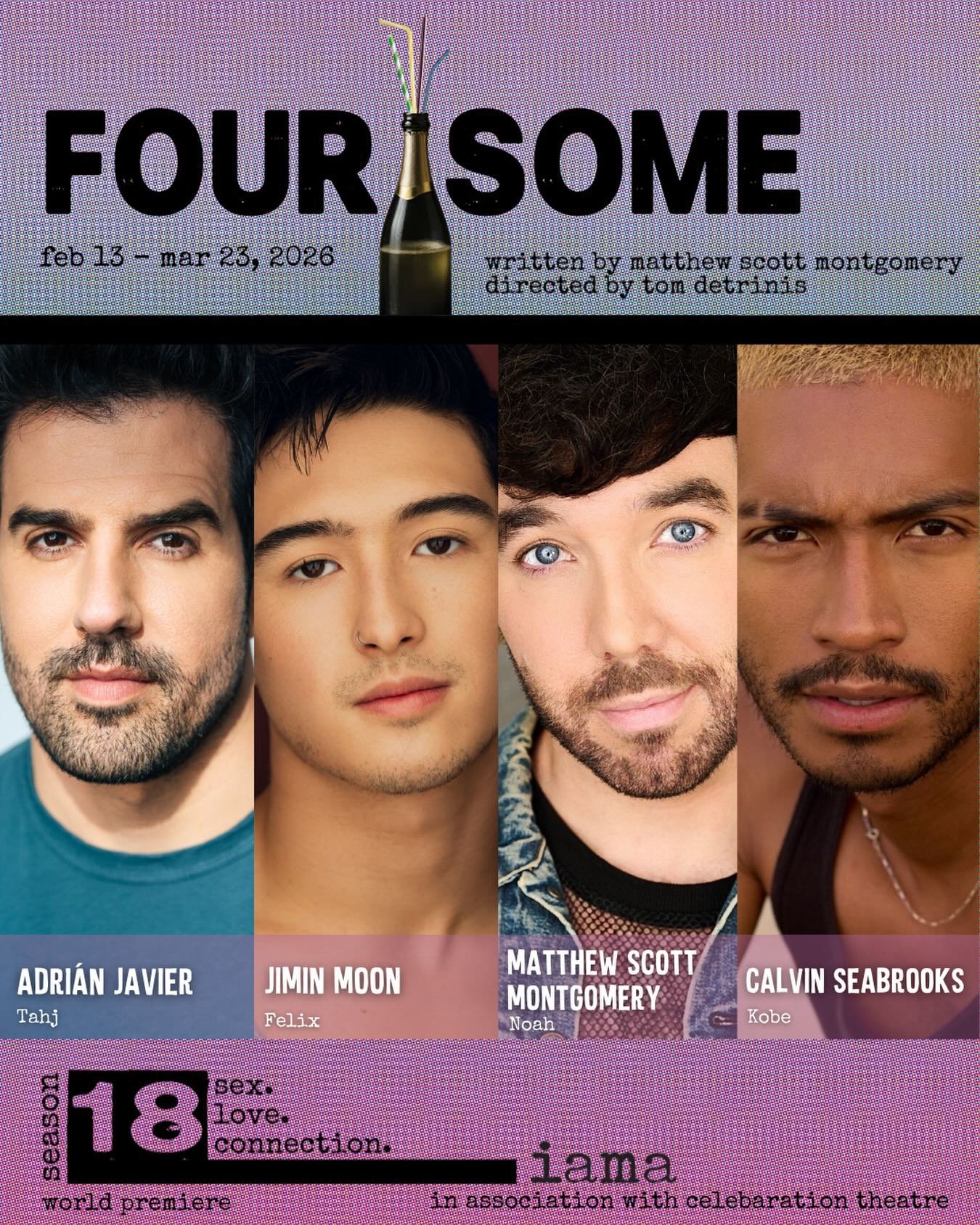 🫶🔥 Heat up your winter with this FOURSOME! We&rsquo;re thrilled to share the cast of FOURSOME: Adri&aacute;n Javier, Jimin Moon, Matthew Scott Montgomery, and Calvin Seabrooks.

Tickets are on sale now @ #LinkInBio 

A fan favorite from IAMA&rsquo;