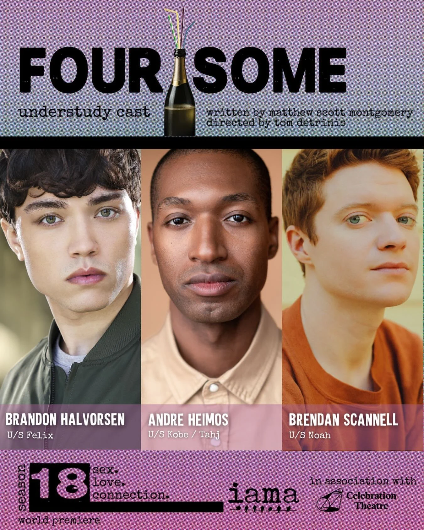 🫶 Meet the incredible understudy cast of FOURSOME! Brendan Scannell, Andre Heimos, and Brandon Halvorsen - the threesome that makes this FOURSOME possible. 

Catch Brendan Scannell stepping into the role of NOAH on February 14!