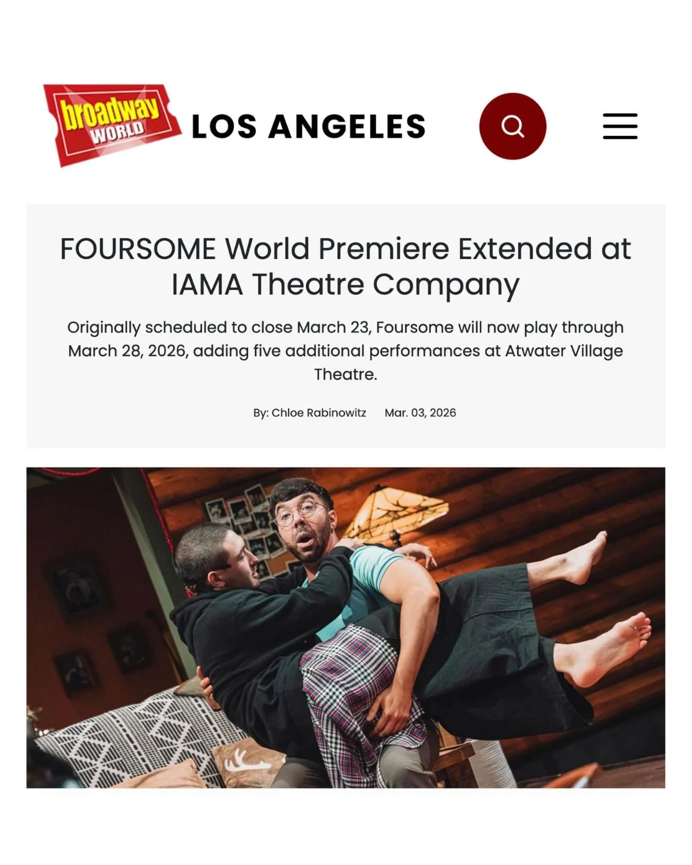 🫶 Due to popular demand, IAMA Theatre Company has extended the world premiere of FOURSOME. FOURSOME, an exciting and hilarious new work about queer love and chosen family, is produced in association with Southern California&rsquo;s oldest LGBTQIA+ t