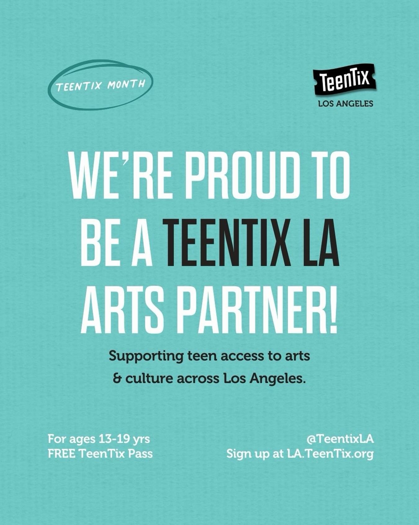 IAMA Theatre Company is proud to be a TeenTix LA arts partner!&nbsp;🎭✨ TeenTix LA is a nonprofit that helps teens ages 13&ndash;19 access arts and culture across Los Angeles for just $5 per ticket through a FREE TeenTix Pass. From theater and museum