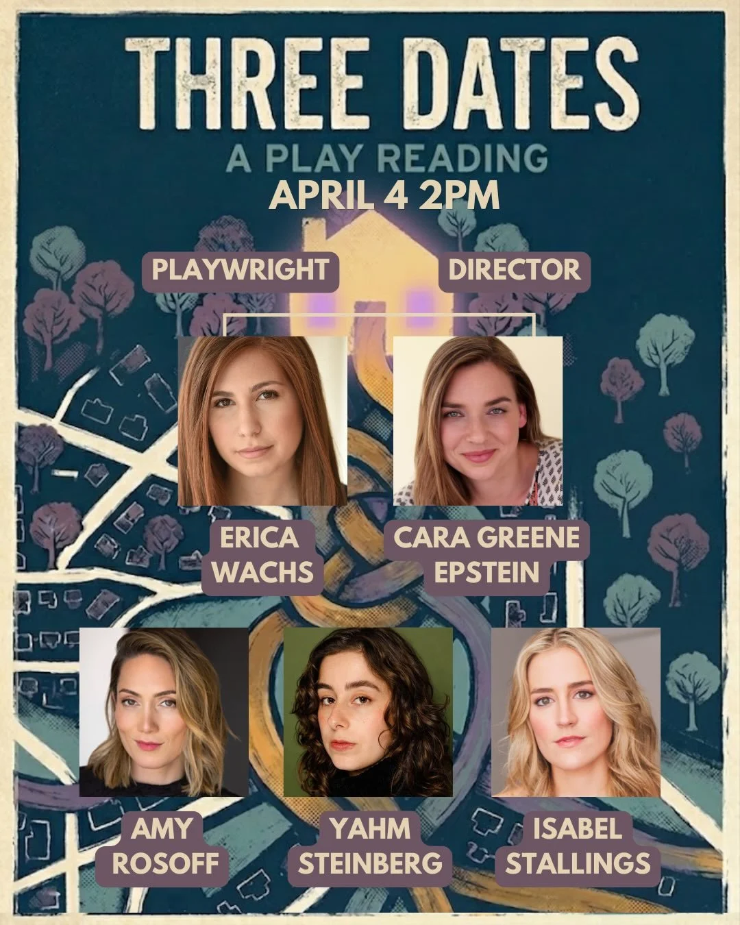 ✍️🌳IAMA is thrilled to be a part of PLAY LA&rsquo;s 2026 Festival April 3rd and 4th! IAMA is producing a reading of THREE DATES by Erica Wachs, directed by Executive Director Cara Greene Epstein* and featuring Amy Rosoff*, Yahm Steinberg, and Isabel