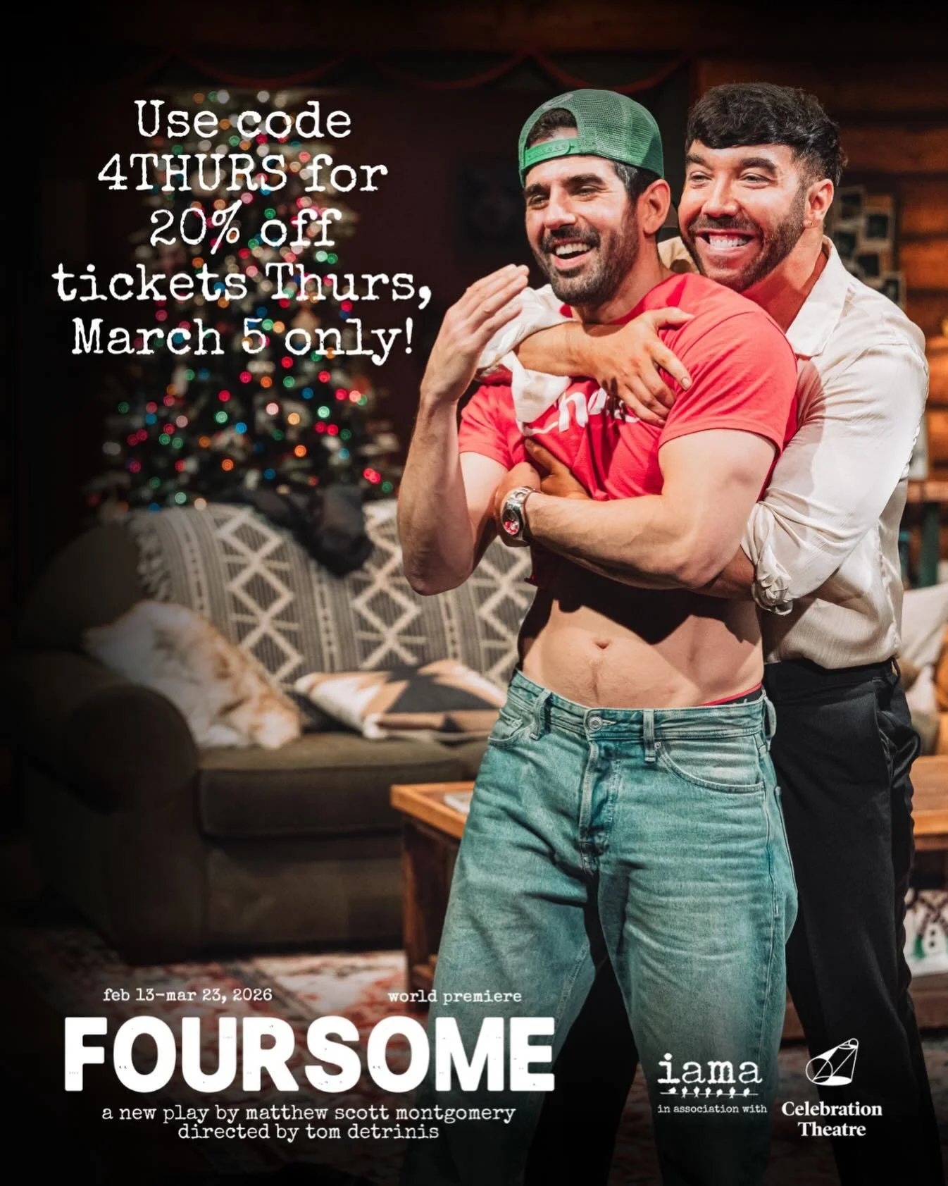 🫶 We&rsquo;ve got a lil&rsquo; prezzie for you! Get 20% off tickets to FOURSOME this Thursday, March 5 using code 4THURS. And even more of a treat! Andre Heimos will be stepping into the role of Kobe that night! 

Get tickets @ #LinkInBio