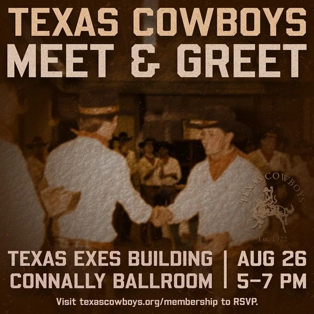 RSVP to attend the Texas Cowboys Meet and Greet and learn more about the oldest honorary service organization on campus. 

Applicants must have completed three semesters at UT or two if a transfer or graduate student.  Link in bio.