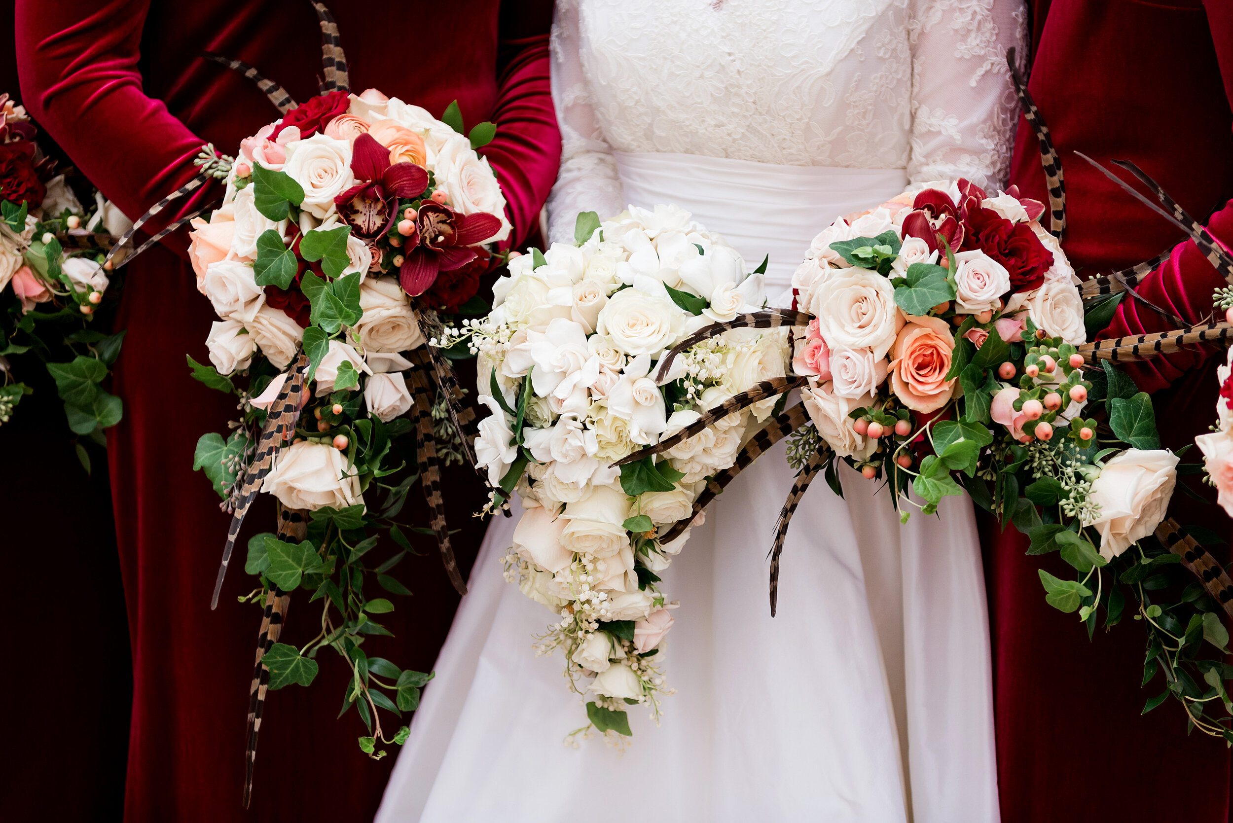 Beautiful Blush, Burgundy and Rose Gold Wedding Flowers in Edwardsville, IL