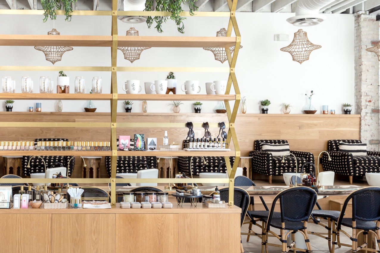 The downtown Los Angles location was mostly complete when we got involved. We were able to utilize existing window display outlets in the ceiling to add speakers from SONOS and cameras from NEST.