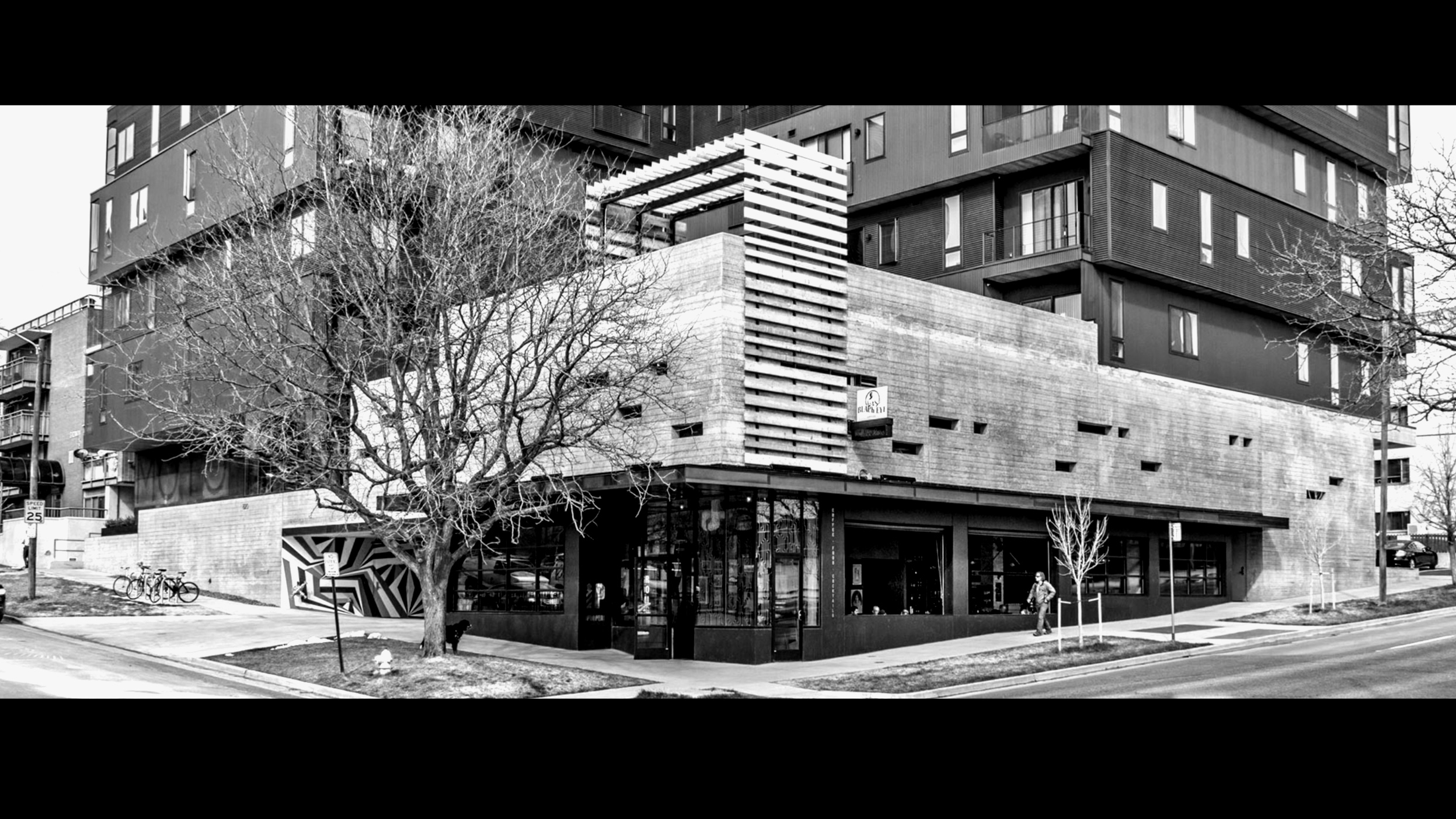 at Black Eye Coffee in the Cap Hill neighborhood of Denver we installed a custom RTI control and sound system with Sonos handling the commercial music streaming. Day/night HD security cameras from HawkEye and a Luxul enterpr