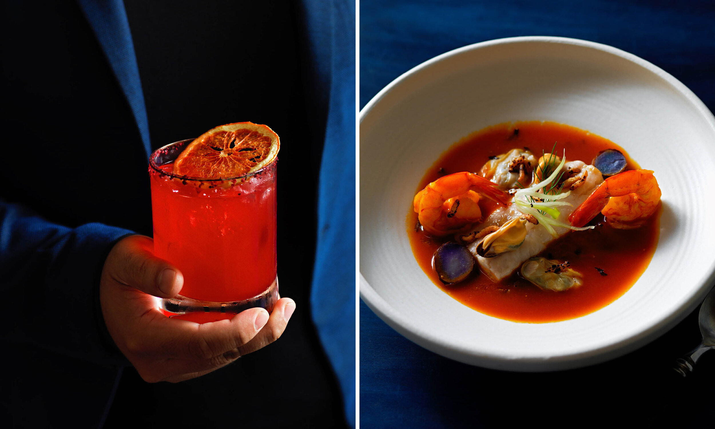 hibiscus infused tequila, rock fish bouillabaisse