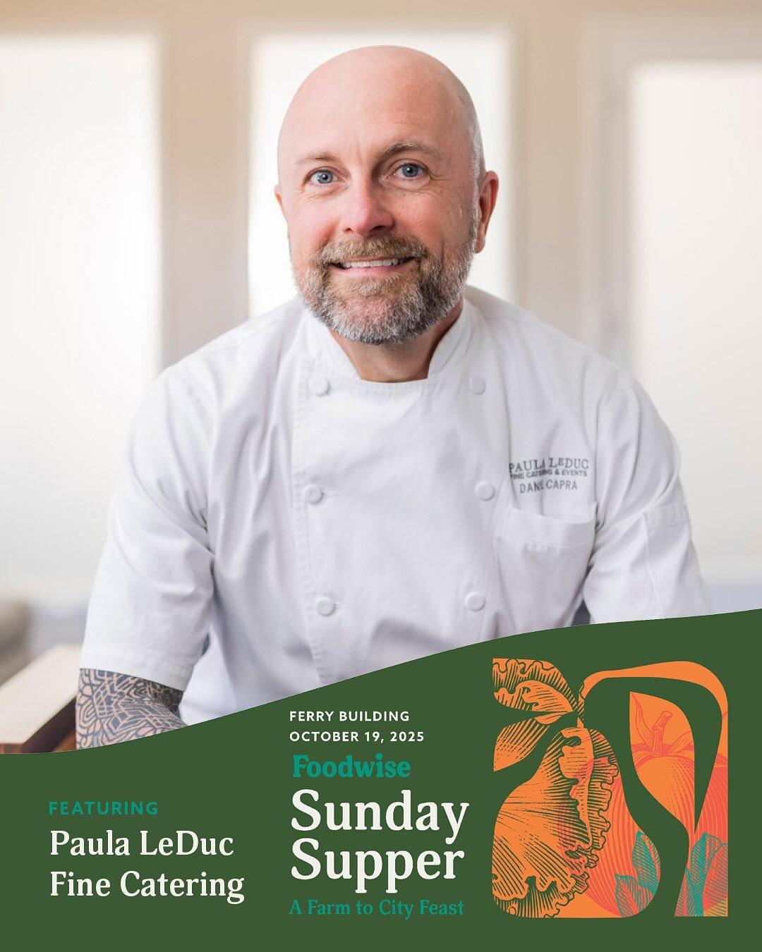 Join us in supporting local farms and thriving communities at @foodwise Sunday Supper: A Farm to City Feast at the @FerryBuilding on October 19! 🍐🥂✨Enjoy an abundant walkaround reception and elegant four-course dinner, featuring 30 top restaurants 