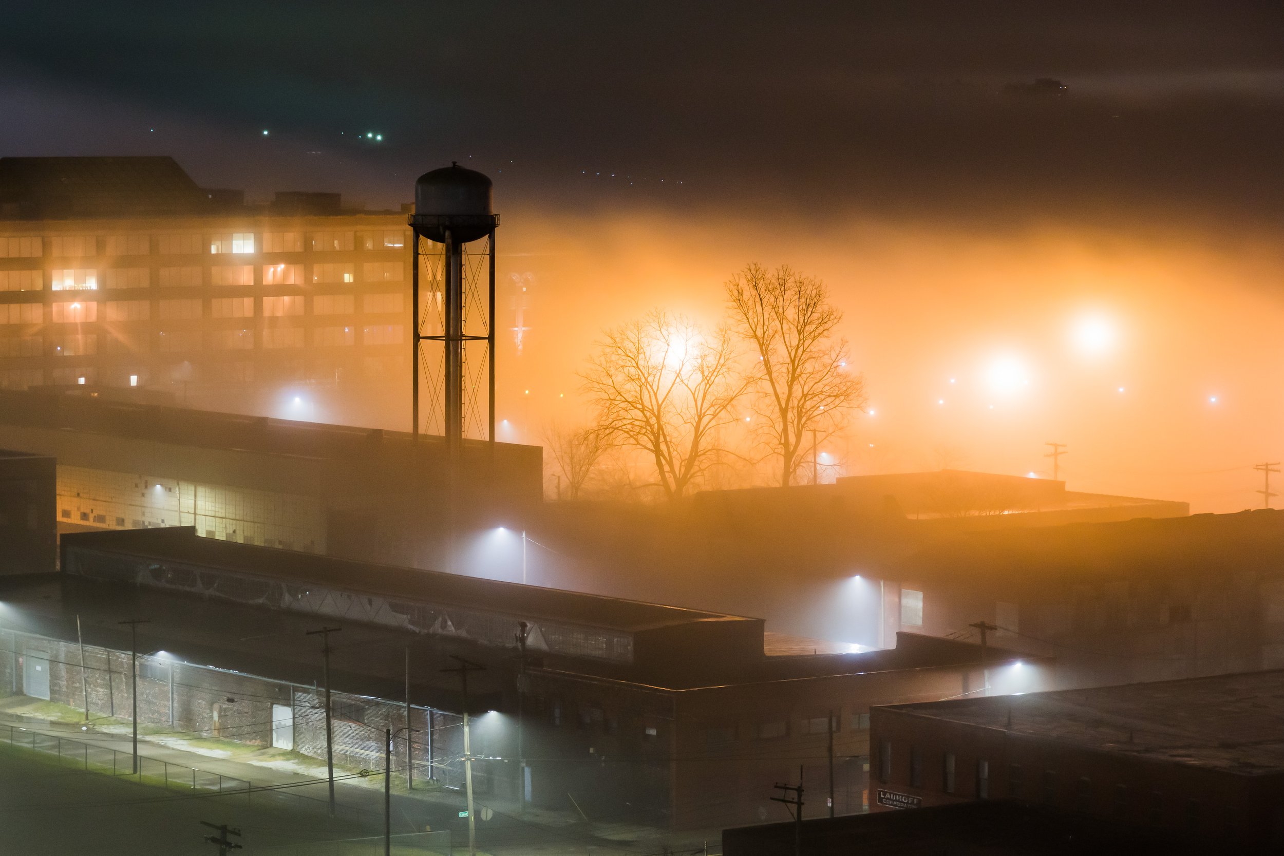 Rivertown | Warehouse District blanketed in fog | 2017