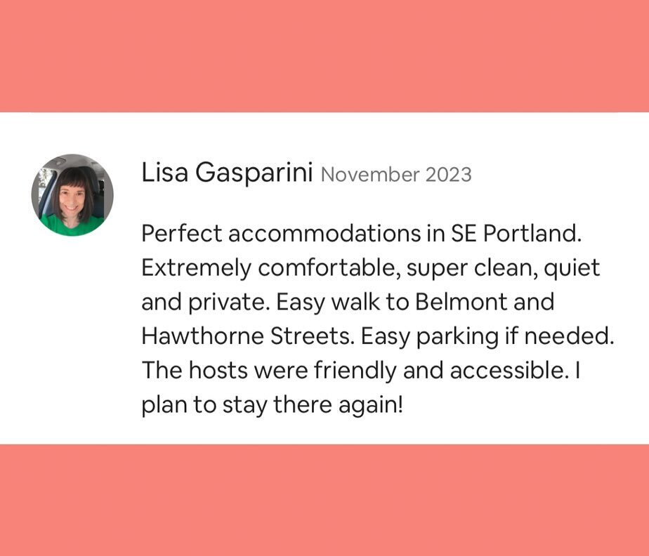 Some recent reviews from our amazing guests! 

Check the links in our bio to book your Portland stay! 

#fivestar #fivestarreview #fivestarreviews #fivestarreviews🌟🌟🌟🌟🌟 #amazingguests #portlandairbnb #airbnb #airbnbportland #airbnbdesign #airbnb