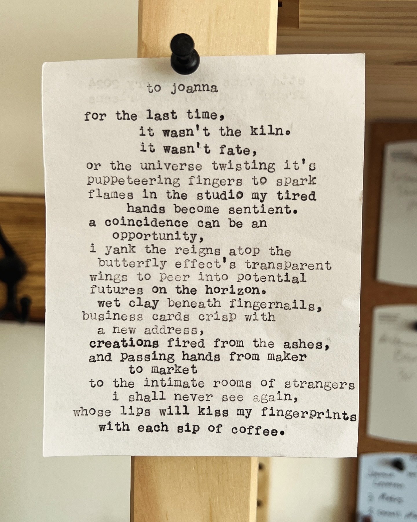 I was in New Orleans shortly after my studio burned.  Feeling raw, sad, open, and relieved to be with friends I met over 30 years ago. A street poet was sitting in Jackson Square and I told her what was most on my mind. She typed on an old school typ