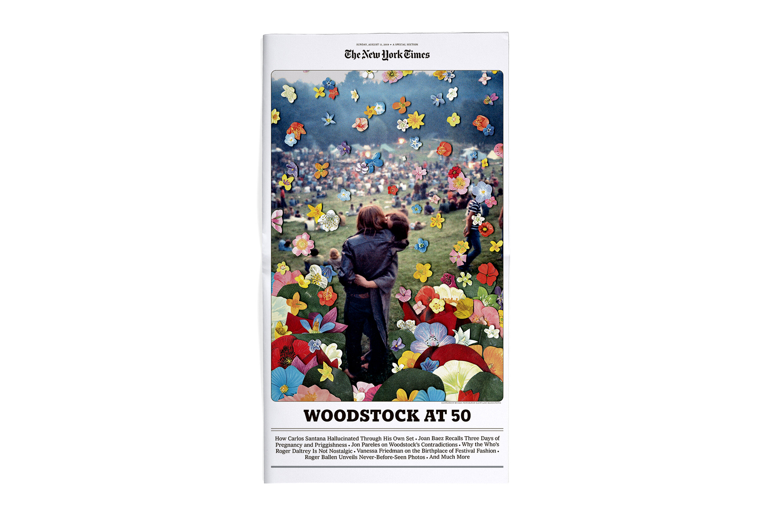   Woodstock at 50 . Photograph by Elliott Landy and illustration by Ben Giles. 