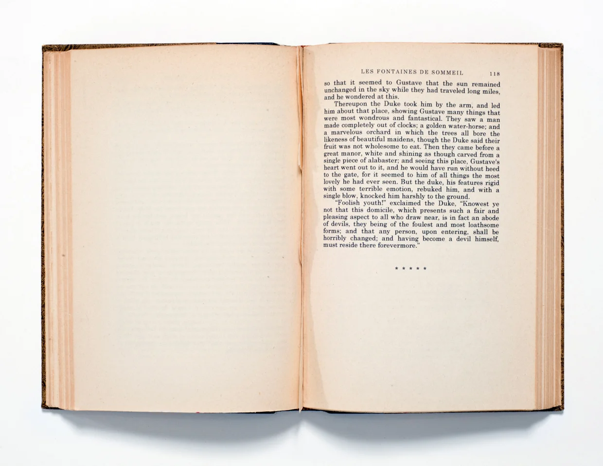 Page from an Imaginary Book Inserted into a Real Book at a Point Where Other Pages Have Been Removed (Green Mansions/Les Fontaines de Sommeil) , 2015