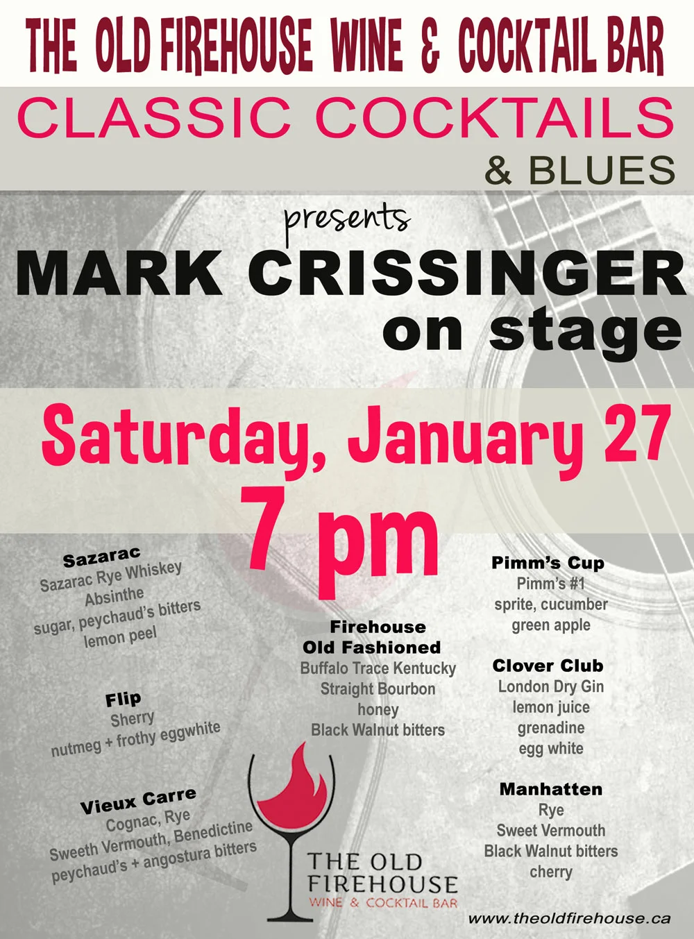 Classic Cocktails & Blues! Live Music with Mark Crissinger