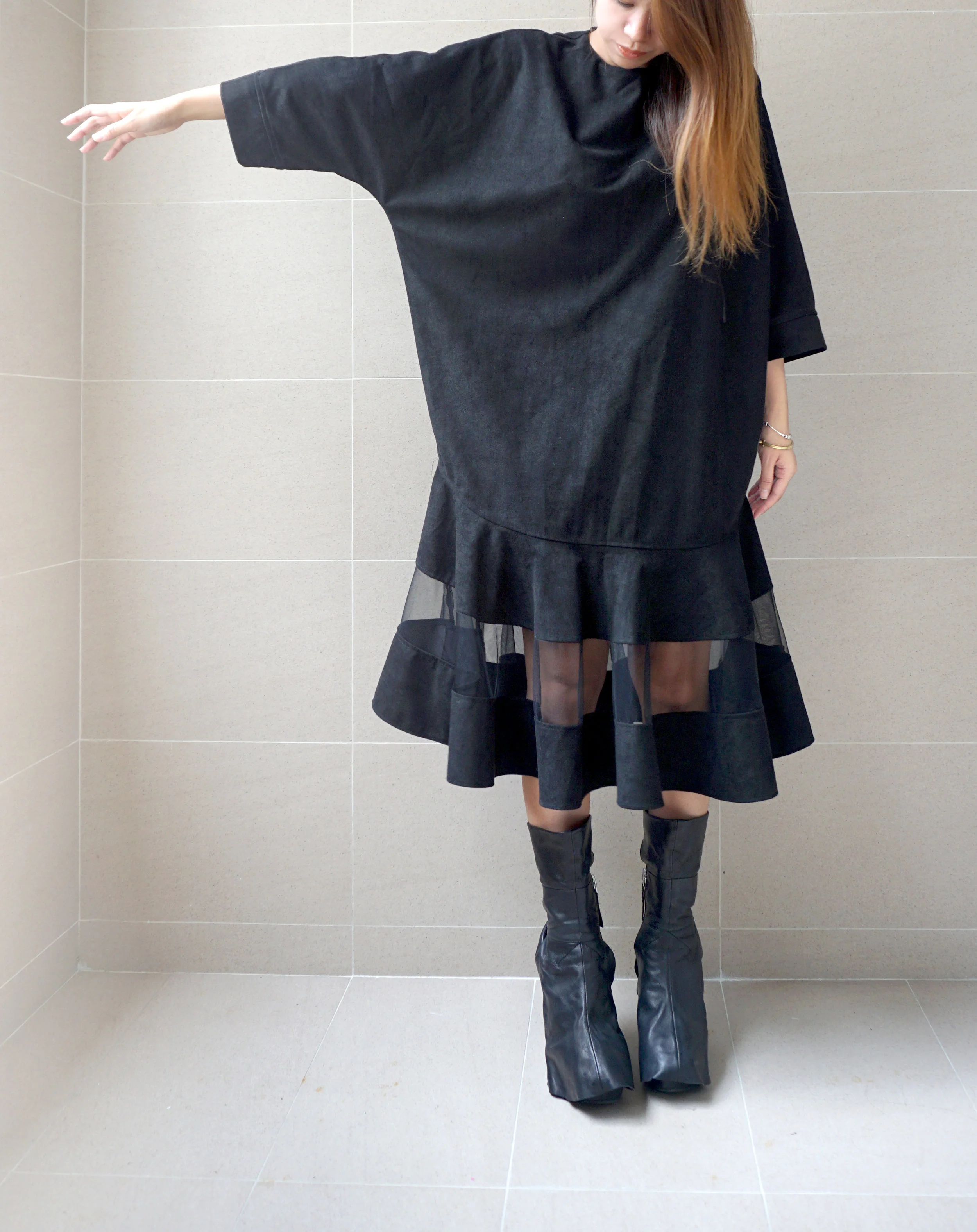 Suede Fabric Patchwork Dress