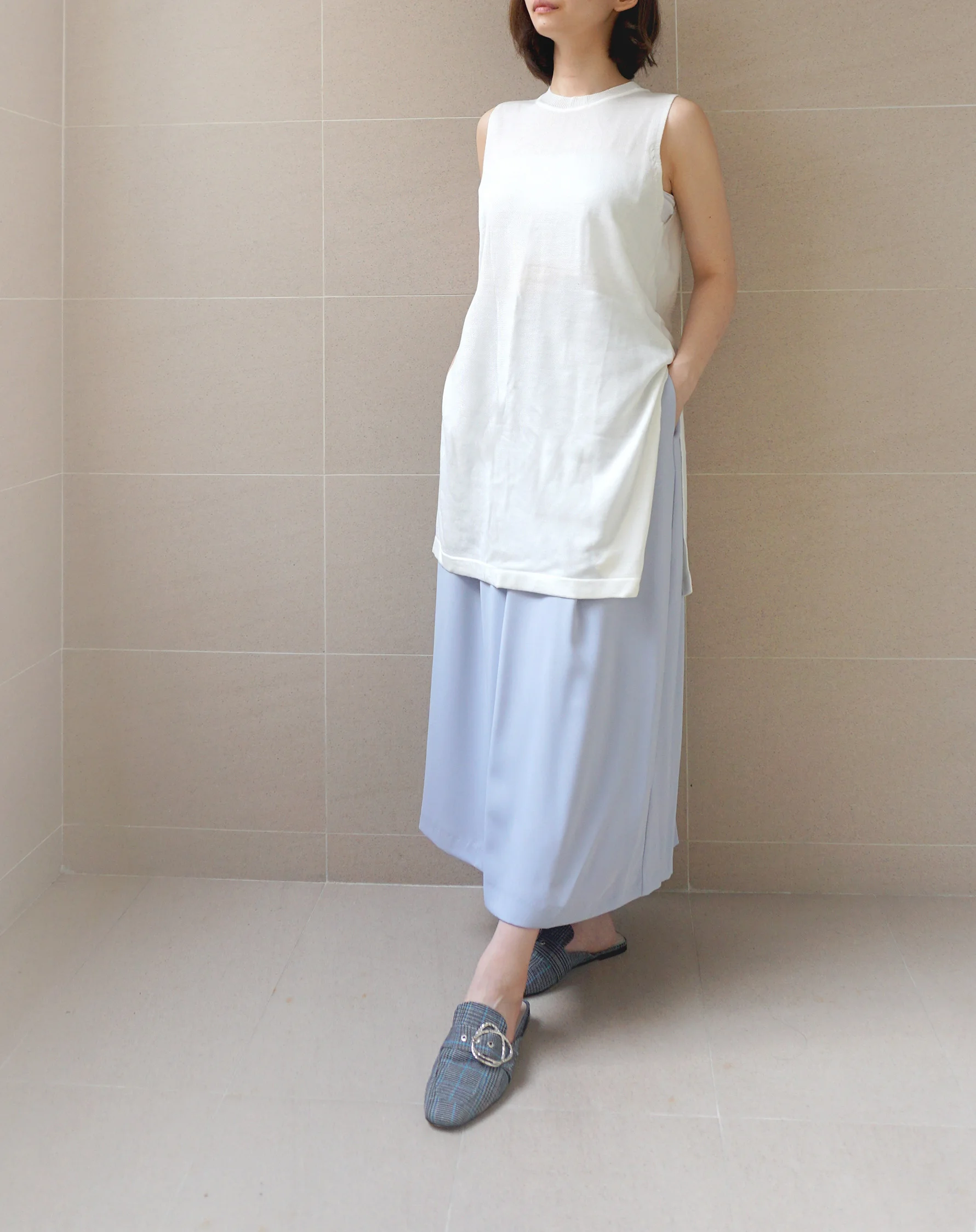 Silky Pastel Skirt Pants