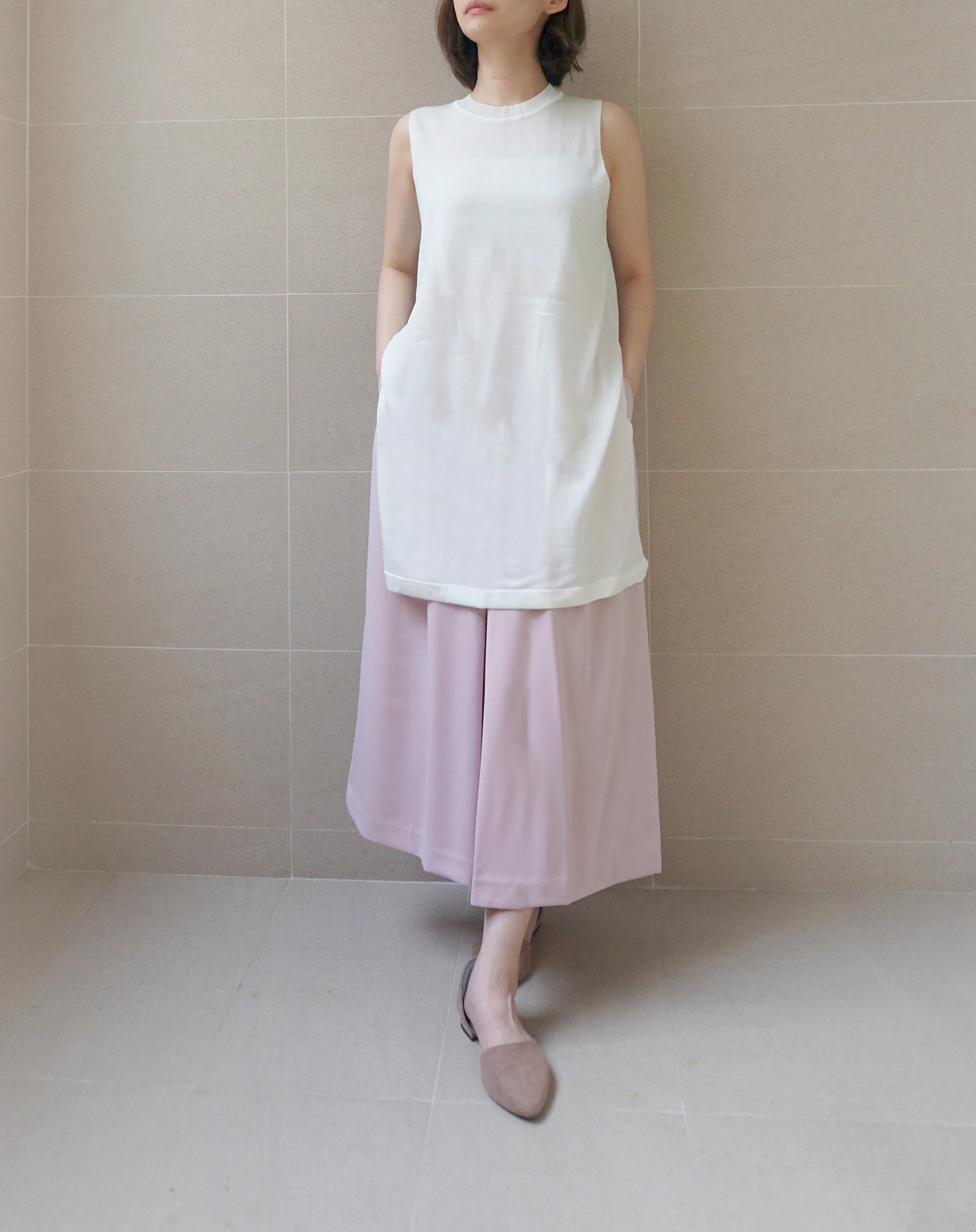 Silky Pastel Skirt Pants