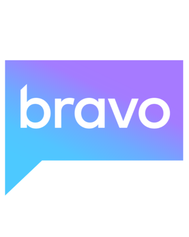 The word 'bravo' written in lowercase letters with a gradient background transitioning from blue to purple.