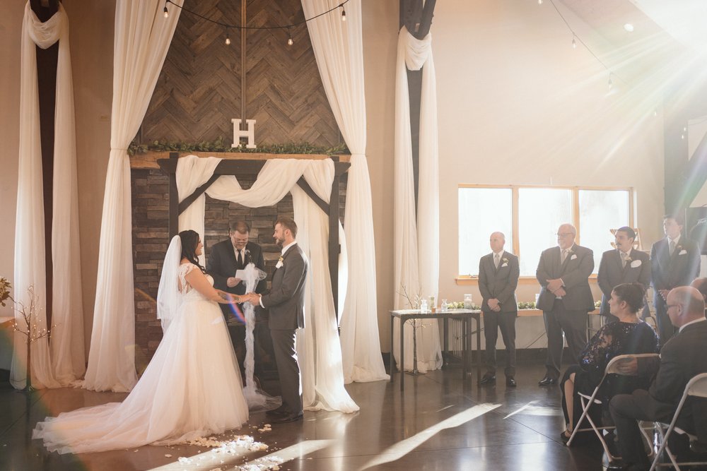 Wedding ceremony at Camelot Ranch.