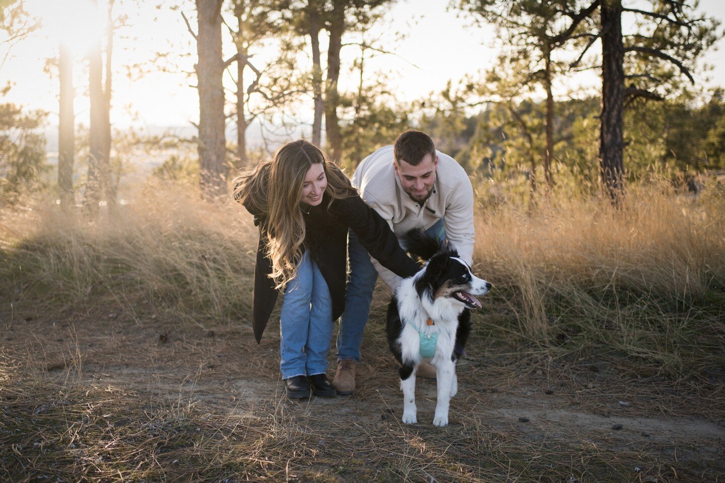 Engagement sessions are a playground for creativity! 

We kicked this one off in the studio, honing some posing techniques. Then headed downtown to play in interesting light before venturing to Zimmerman Park to connect with their dog, Remi. We got s