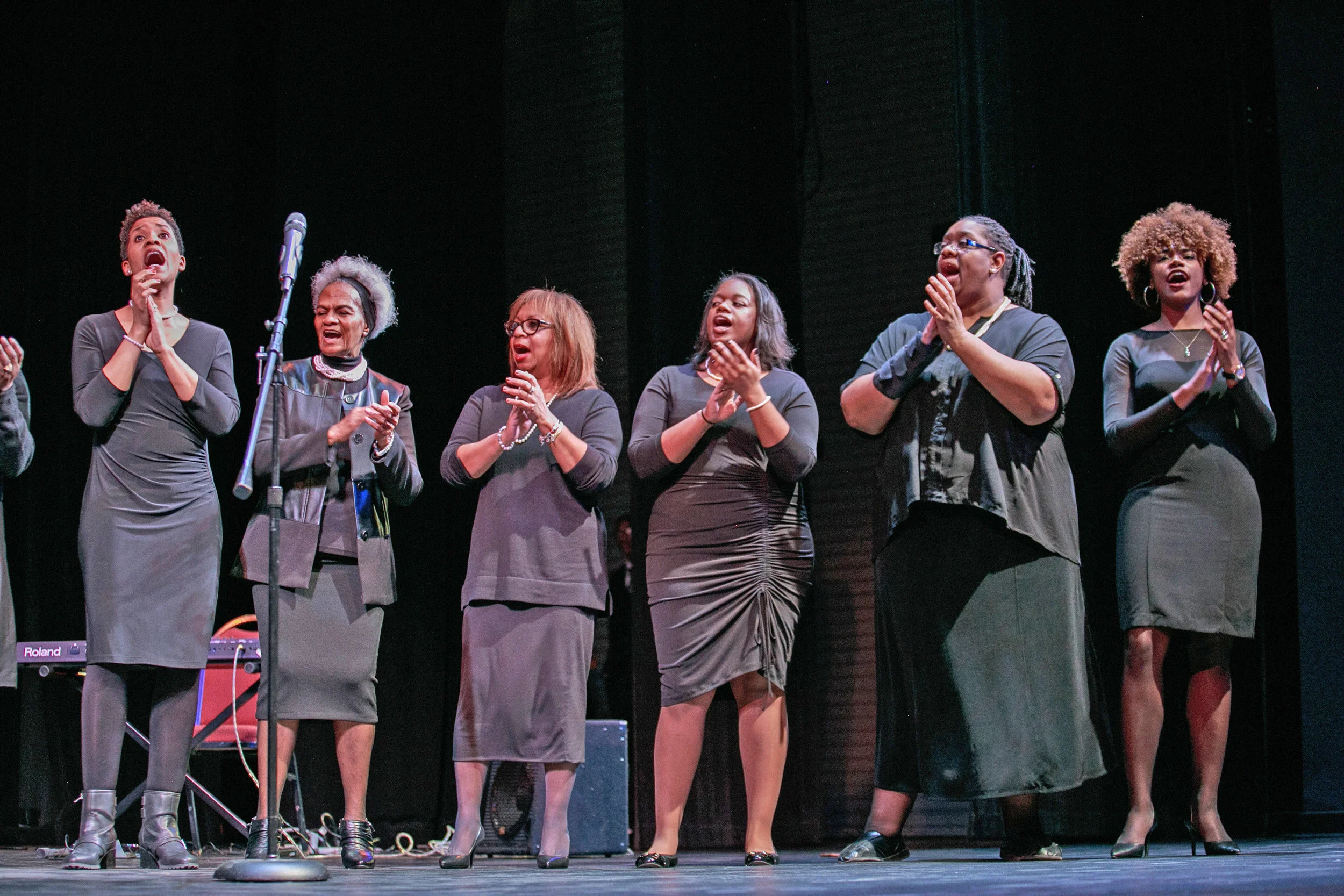 Members of the Macedonia Baptist Church Praise Ensemble. Far right: Simon's Rock junior Arielle King.