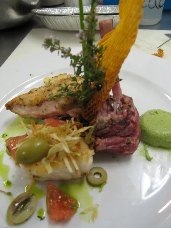 Poussin, Lamb, & Halibut Trio (working)