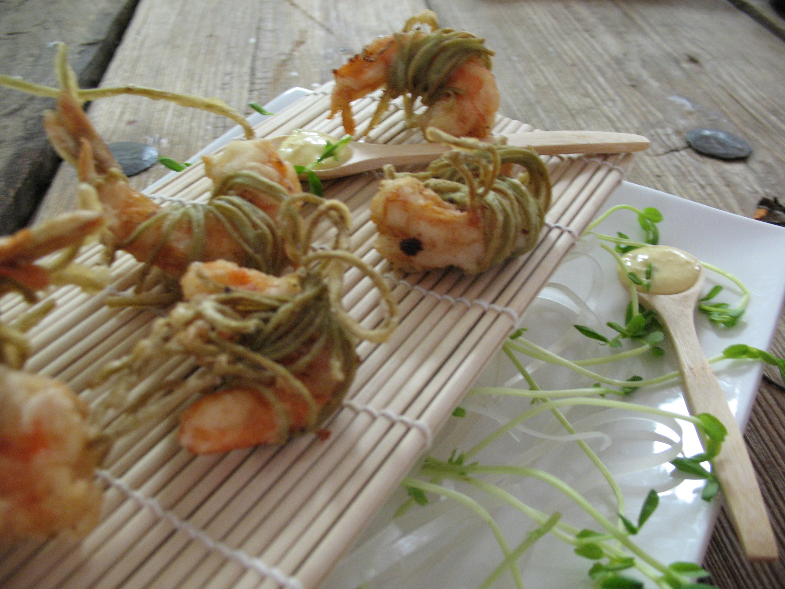 Green Tea Noodle Shrimp Tempura