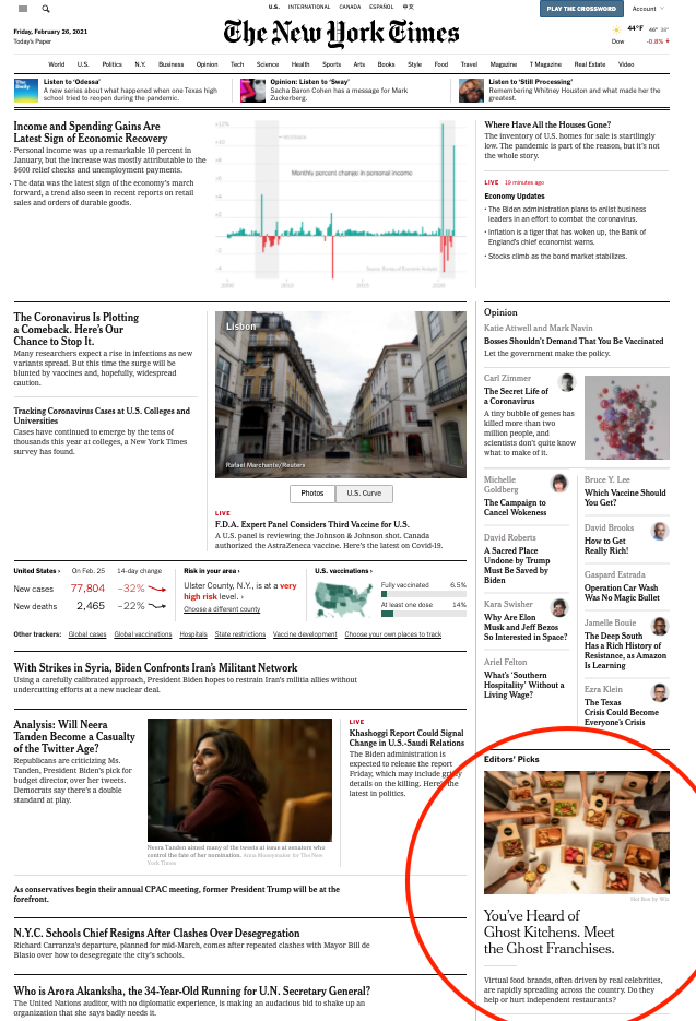 NYT ghost kitchen editors pick on home page.png
