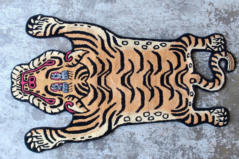 Hand-Tufted Indian Tiger Rug 3'x5' -