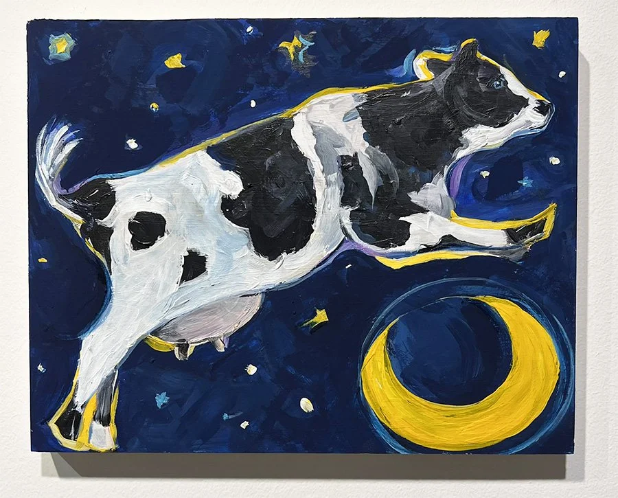 COW MEETS MOON ORIGINAL PAINTING AND PRINTS