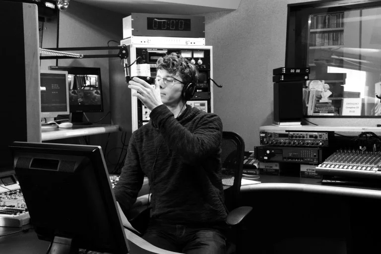 In the studio at KING FM