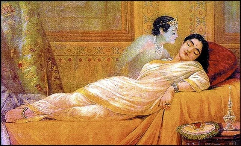 Raja Ravi Varma, Usha’s Dream, Oleographic print.