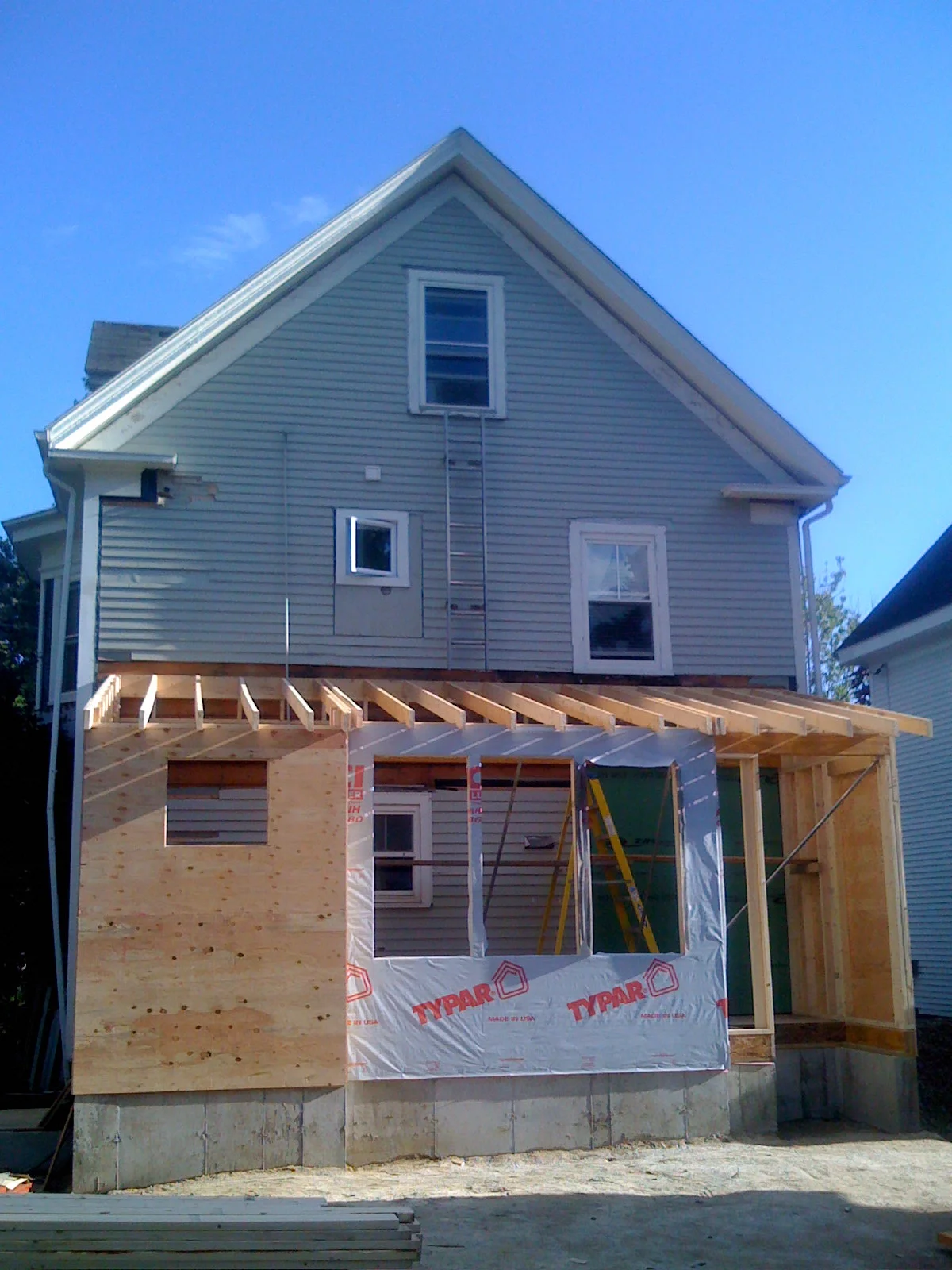 rear façade in progress