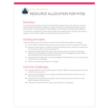 MTSS Resource Allocation Guidance