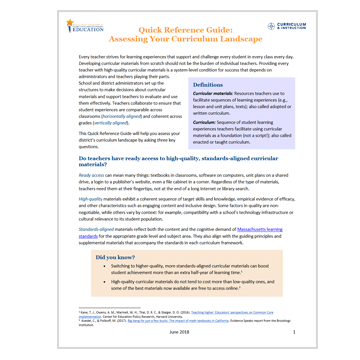 Quick Reference Guide: Assessing Your Curriculum Landscape