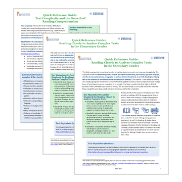 Quick Reference Guides: Text Complexity