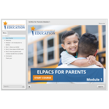 ELPAC training module start page screenshot