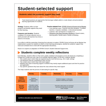 Screenshot of p1 of the Student-Selected Support resource