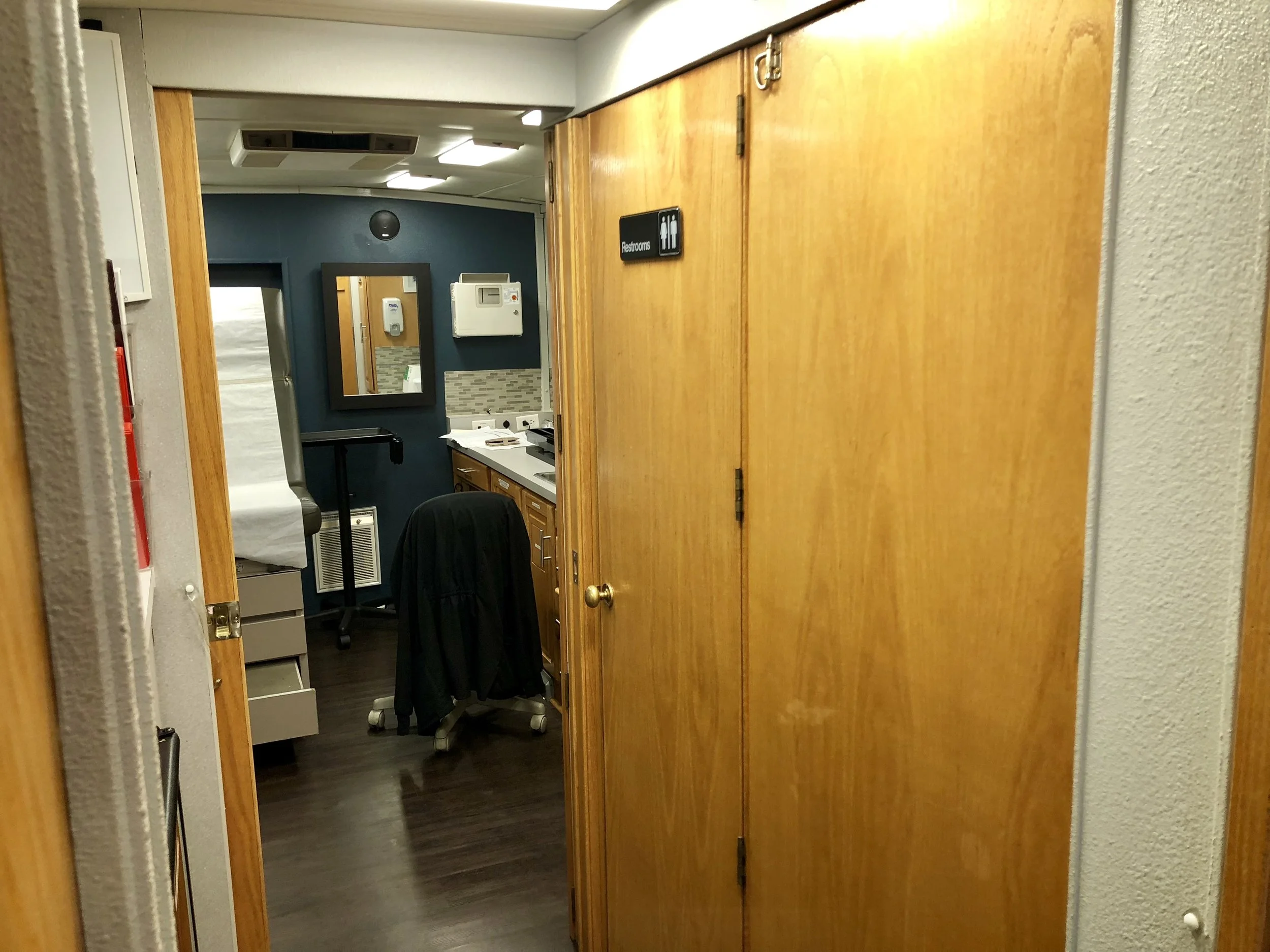 Hallway into back exam room