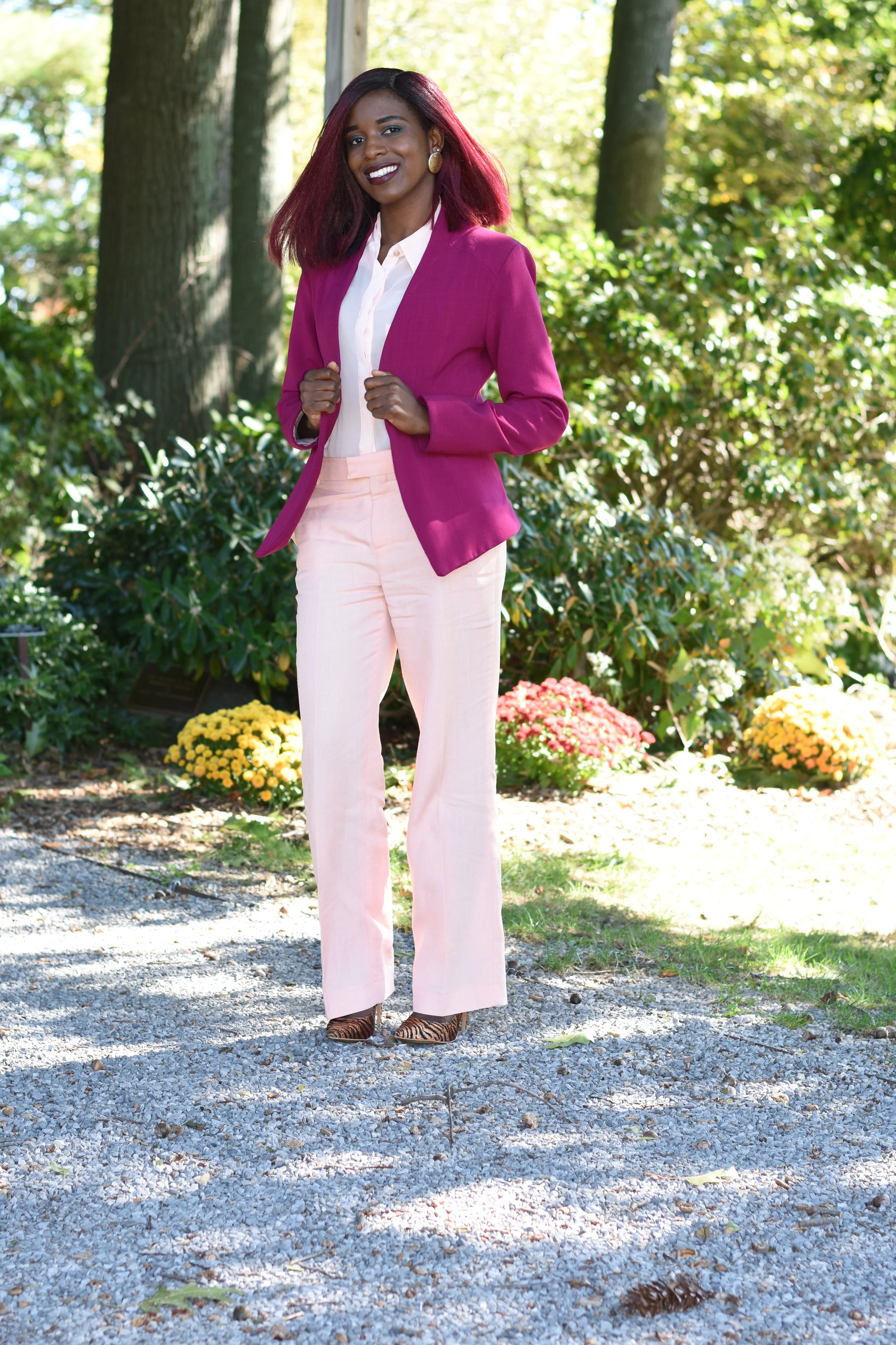 Blush Suit with Berry Blazer