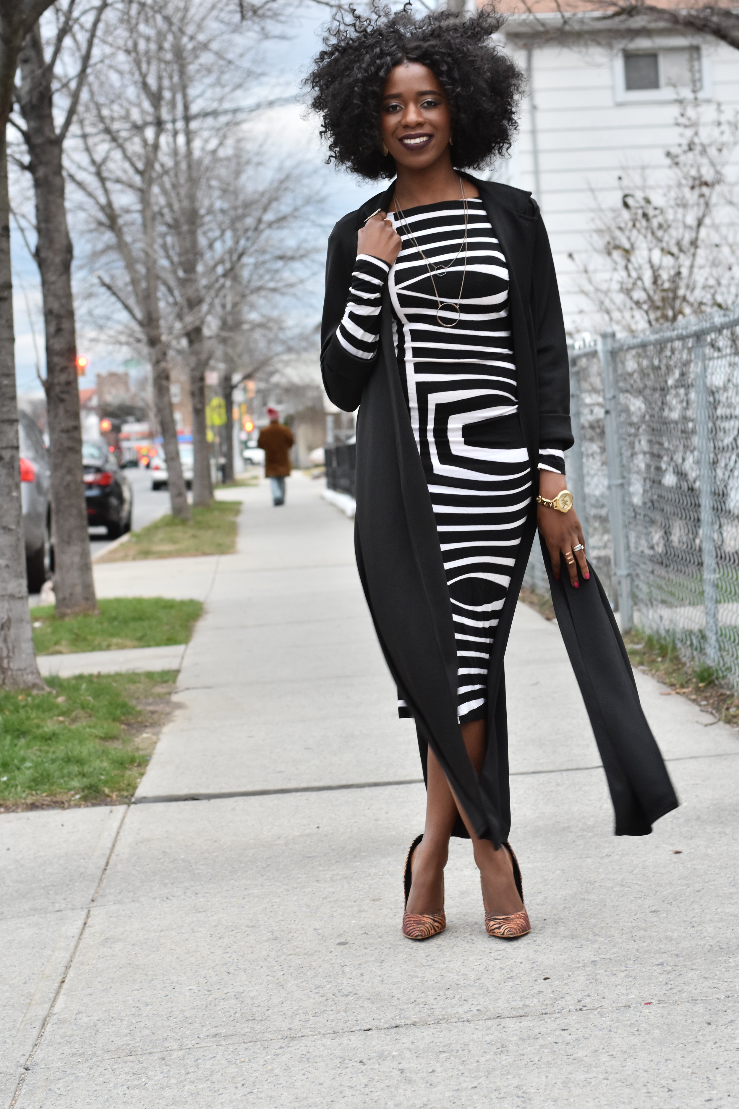 Styling a Striped Dress with a Duster Coat