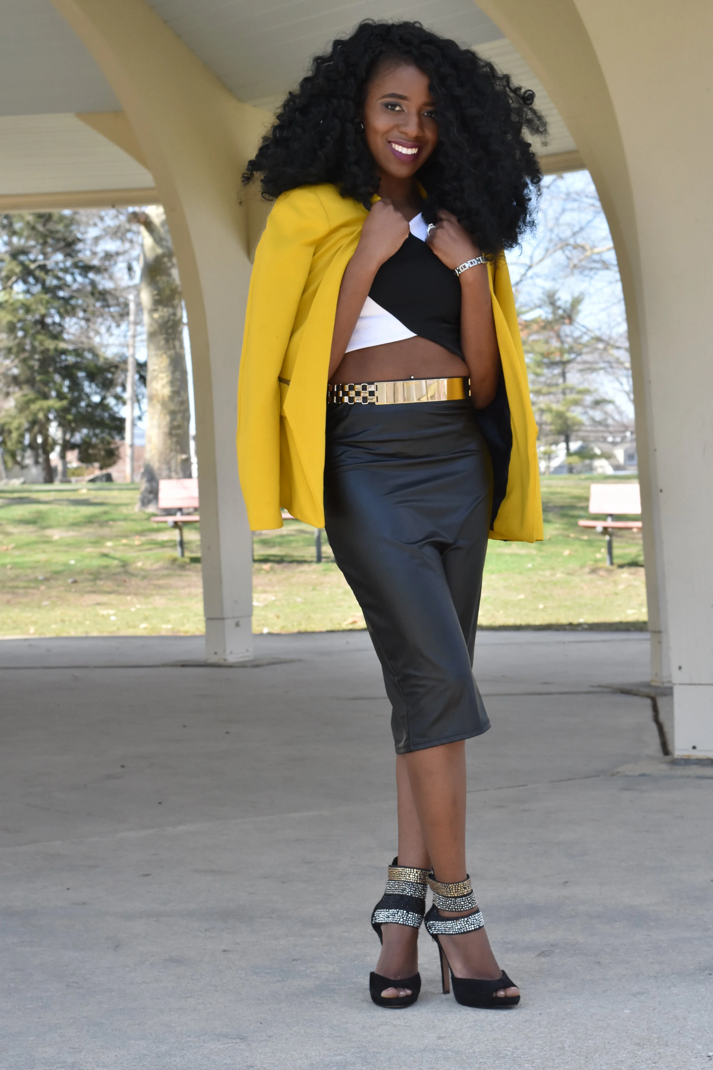 Spring Ready in a Faux Leather Skirt & a Crop-top