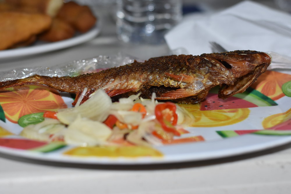  Later that night, we had dinner at a restaurant by the beach. We ordered some fresh fish to be fried and some lobster. The fish was good and the lobster too except they were very small and very spicy. 