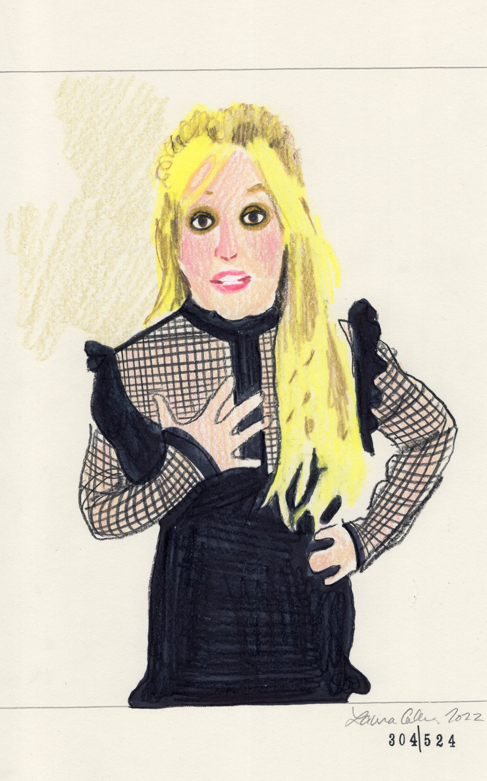 Laura Collins Britney Spears Animation 6x9in mixed media 2022 no304.jpg