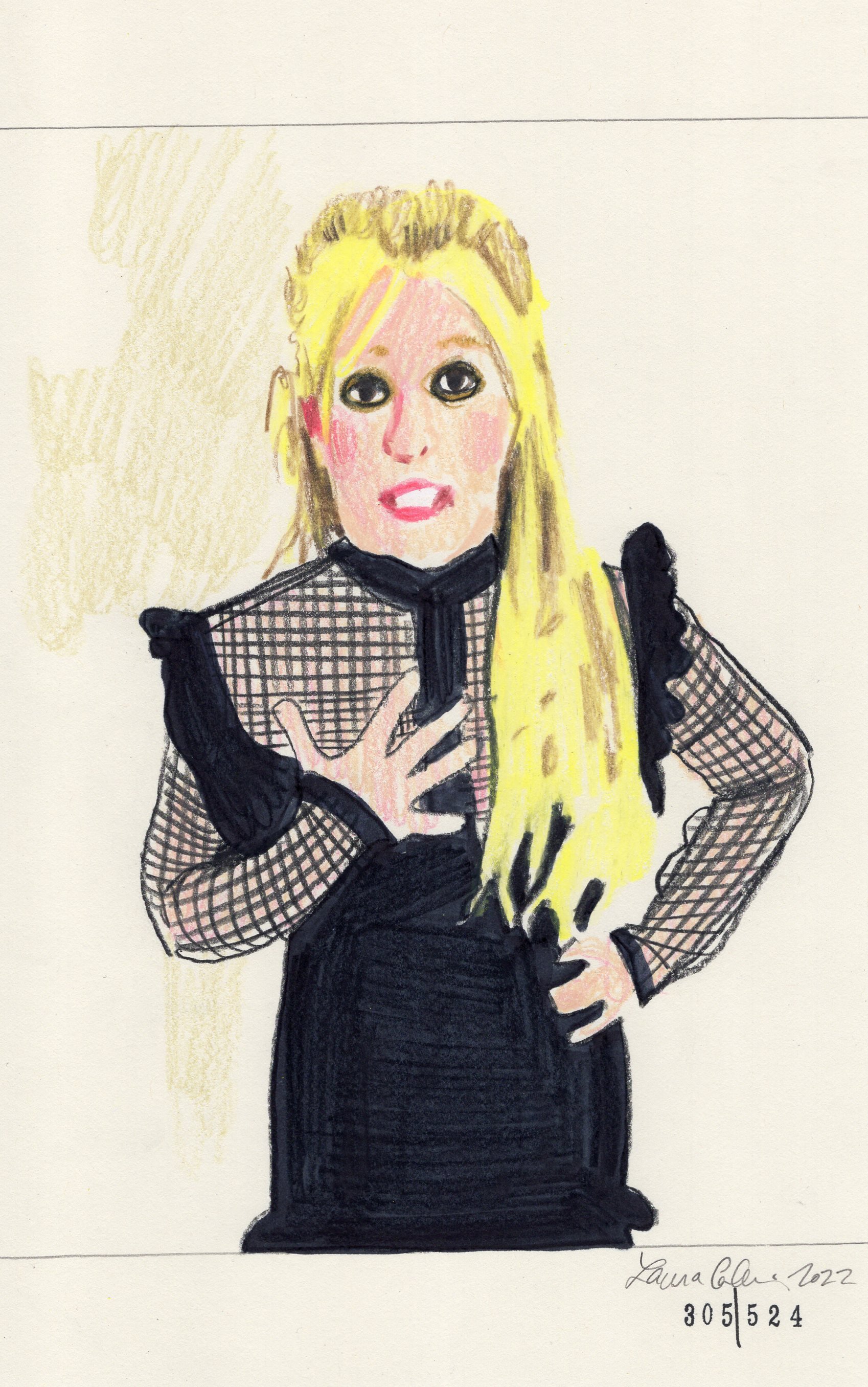 Laura Collins Britney Spears Animation 6x9in mixed media 2022 no305.jpg