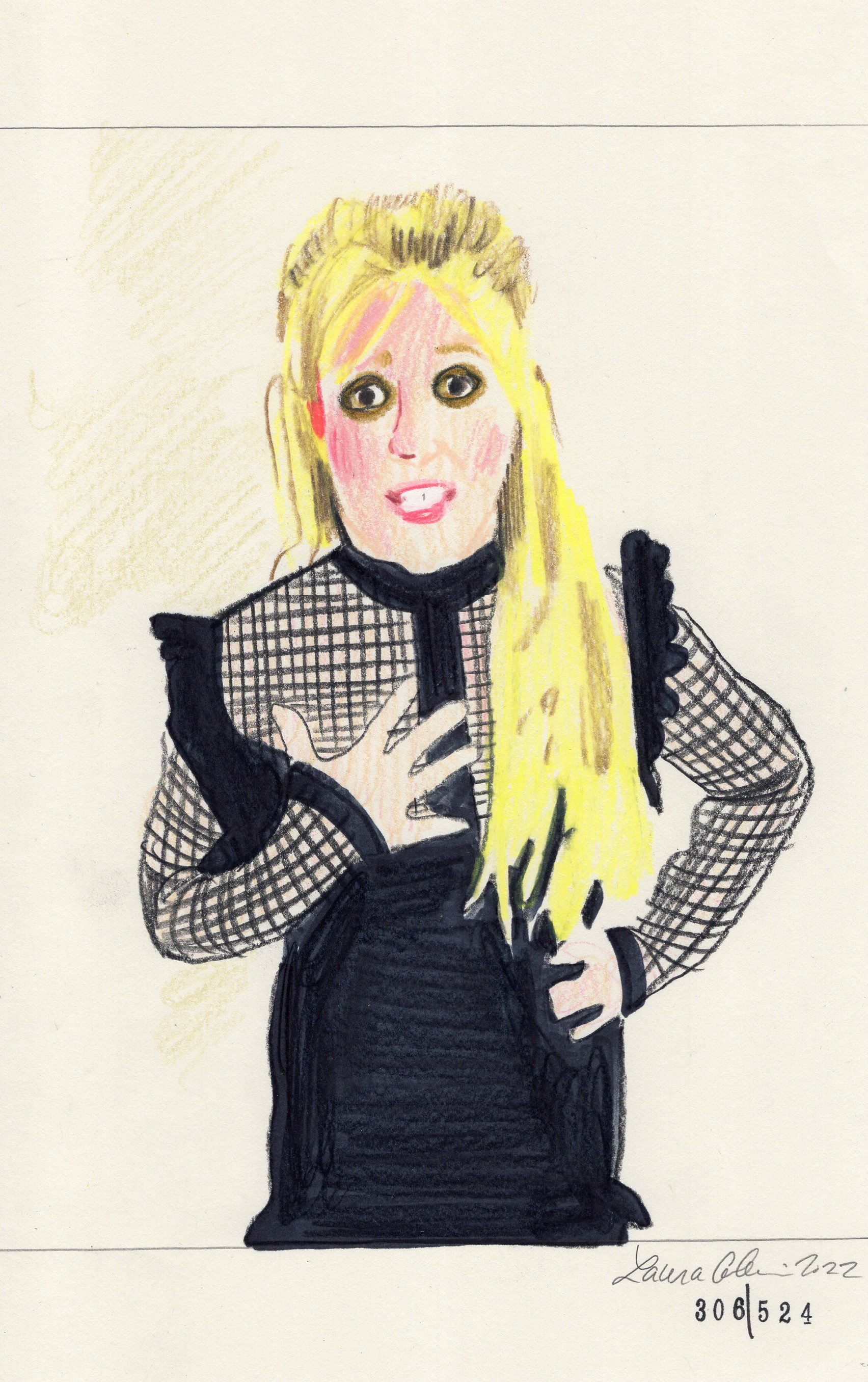Laura Collins Britney Spears Animation 6x9in mixed media 2022 no306.jpg