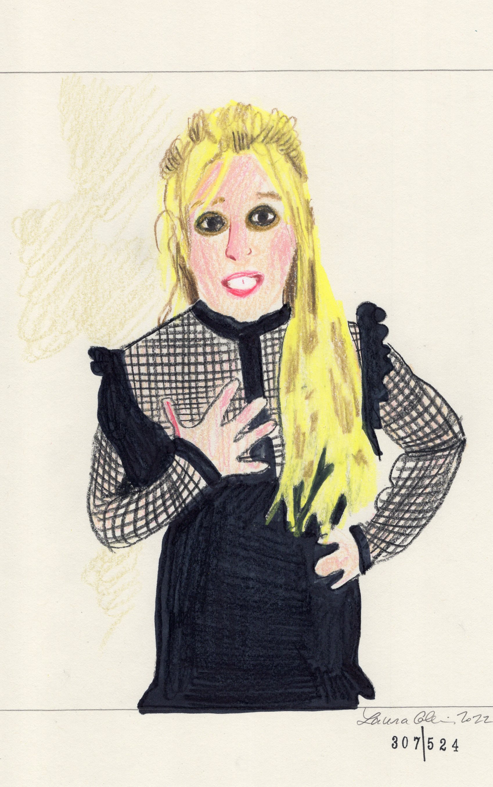 Laura Collins Britney Spears Animation 6x9in mixed media 2022 no307.jpg